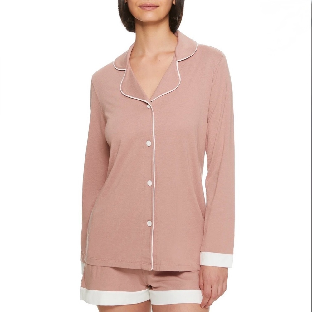 Cosabella Bella Long Sleeve Top & Boxers Pajama Set Moon Ivory Mandorla MSRP 120